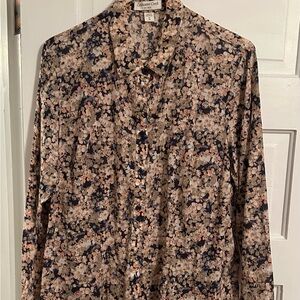 Coldwater Creek Men's Shirt - Black, Cream, Tan Floral